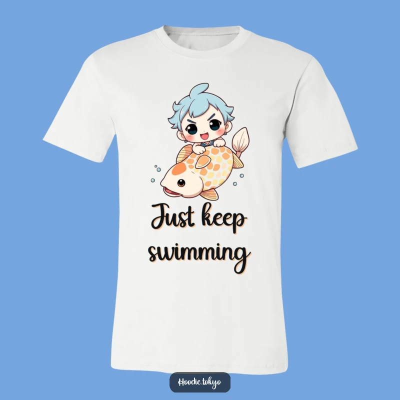 Funny Koi Fish Rider T-Shirt: Determined Grin Perfect Funny Gift for Adventurous Souls