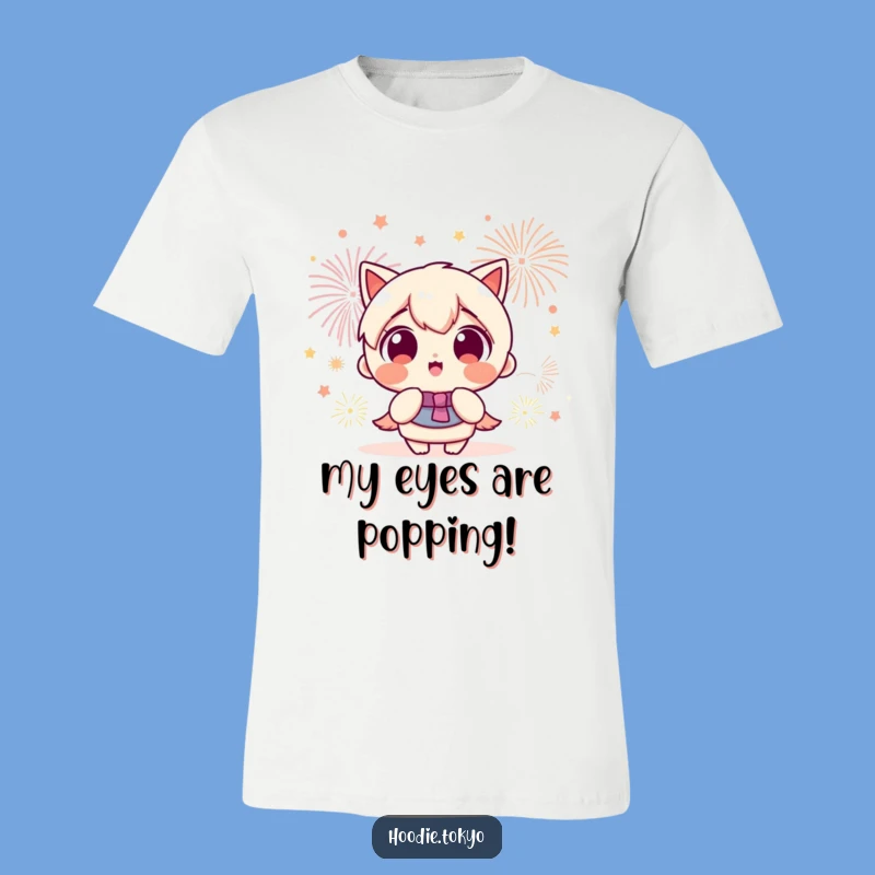 Funny T-Shirt: Kawaii Character's Fireworks Wonder, Excitement and Laughs