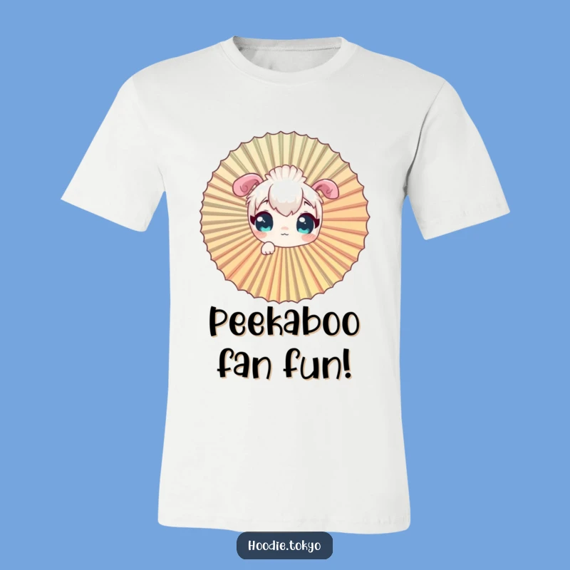 Funny Curious Character T-Shirt, Peering Through Giant Fan