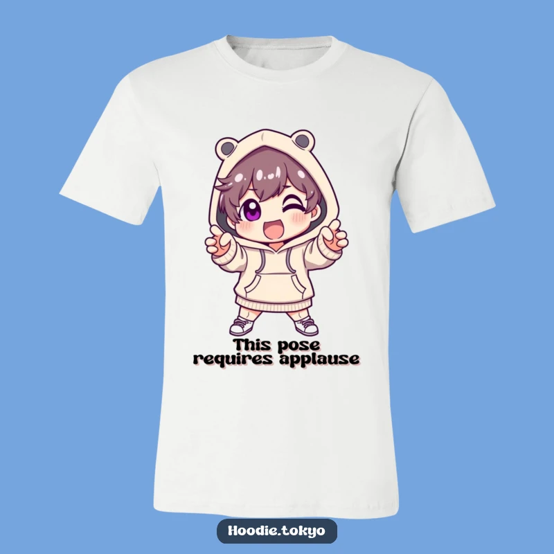 Funny Hoodie Fashion Character T-Shirt: Dramatic Pose, Ultimate Comfy Style