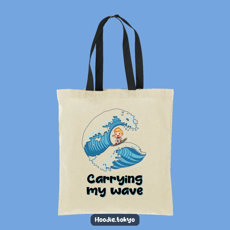 Funny Riding Wave Tote Bag - Beach Humor Accessory, Practical Funny Gift
