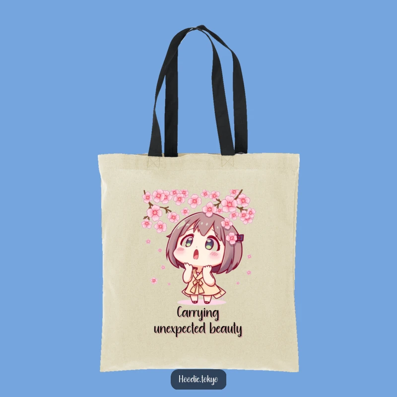 Funny Tokyo Blossom Tote Bag: Carry Spring's Wonder with Surprised Character - Funny Gift