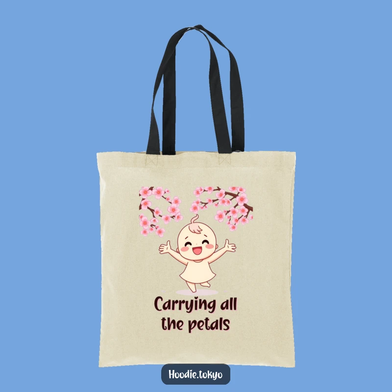 Funny Cherry Blossom Dancer Tote Bag - Joyful Character, Eco-Friendly Gift Idea