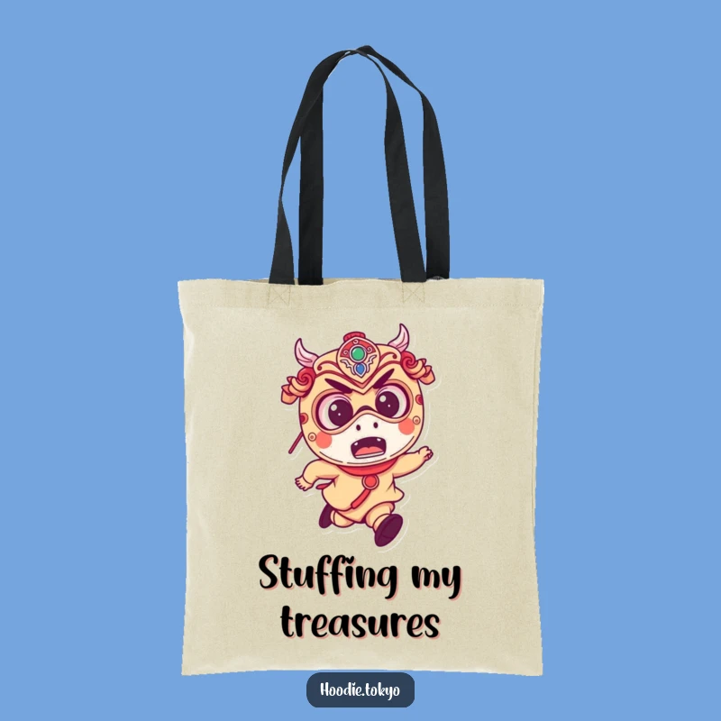 Funny Festival Mask Tote Bag: Carry Mischief with Japanese Running Character