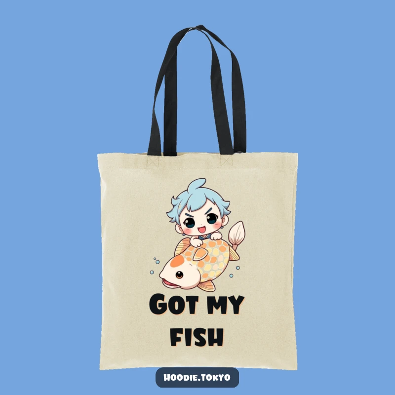 Funny Koi Fish Rider Tote Bag: Carry Your Essentials with This Hilarious Funny Gift
