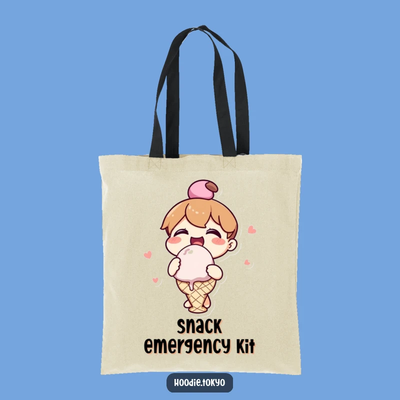 Funny Kawaii Ice Cream Tote Bag - Cheerful Character Sweet Treat Haul Bag